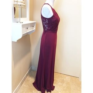 nightway lace halter gown merlot